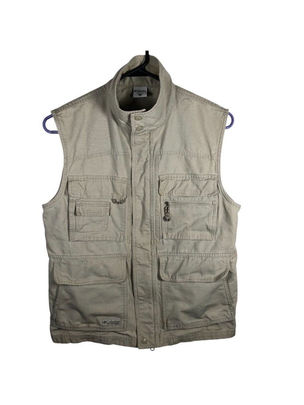 Columbia Men's Safari Vest Medium Beige Multiple Pockets Lightweight Outdoor